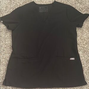 Small Figs Casma Three Pocket Scrub Top in Black